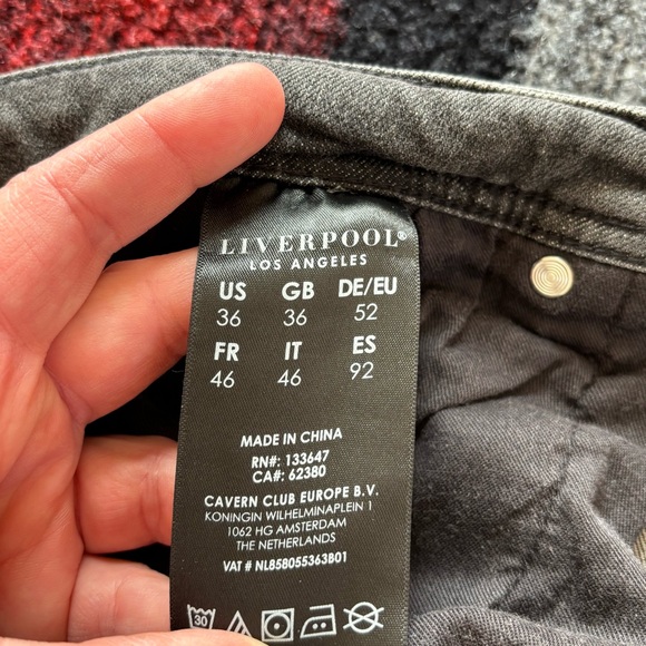 Liverpool Los Angeles Relaxed Straight Jean Size 36x30 Bowery Wash Gray Black - Picture 8 of 9